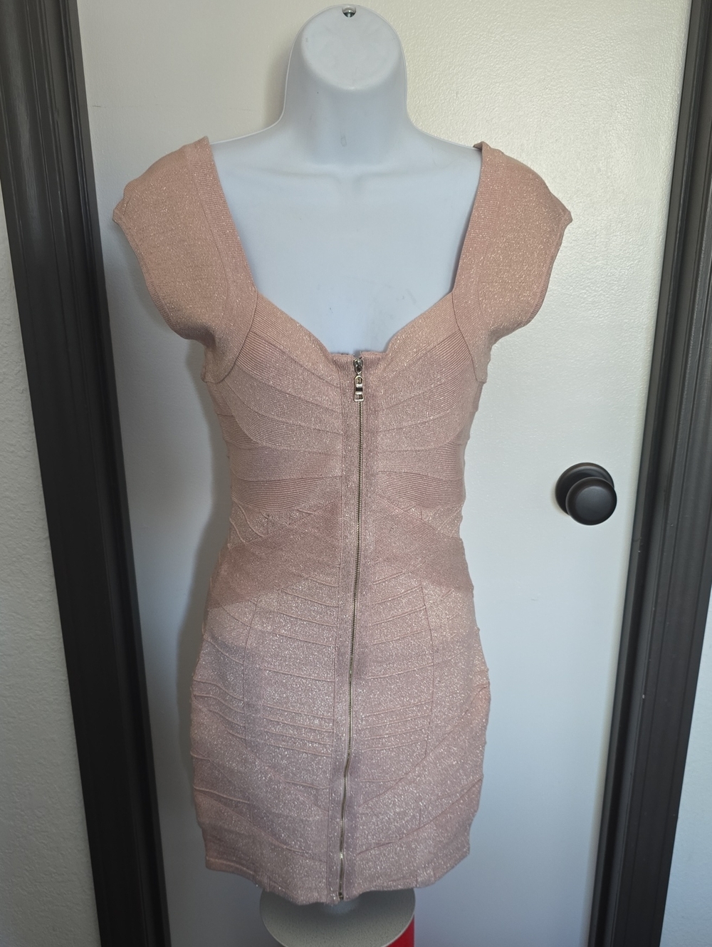 Forever 21 Shimmery Blush Pink Zip-Front Mini Dress